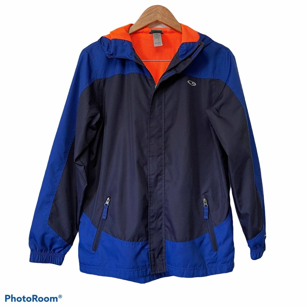 Champion C9 Boys Windbreaker Blue Black Sz XL 16-18 Hooded Venture Dry Full Zip